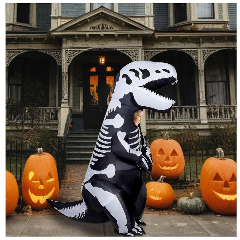 Lulu Home Inflatable Skeleton T-Rex Costume Kids Black Dinosaur 6.5FT 21224B K1 - Picture 11 of 13